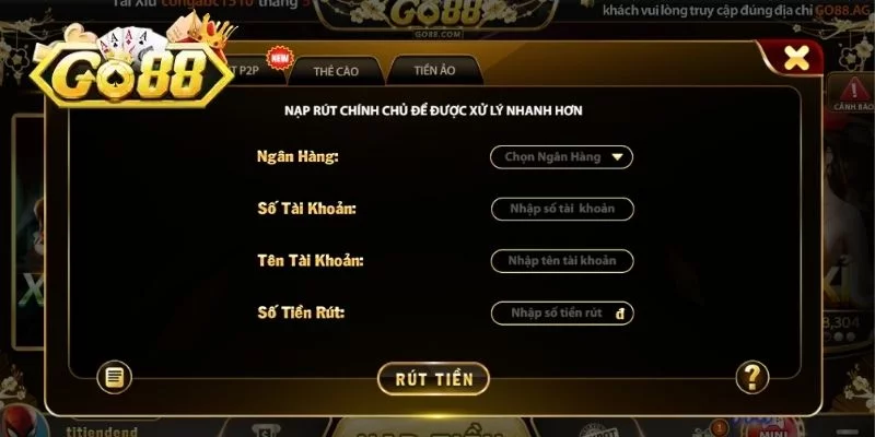 Rút tiền GO88 về tài khoản ngân hàng cá nhân